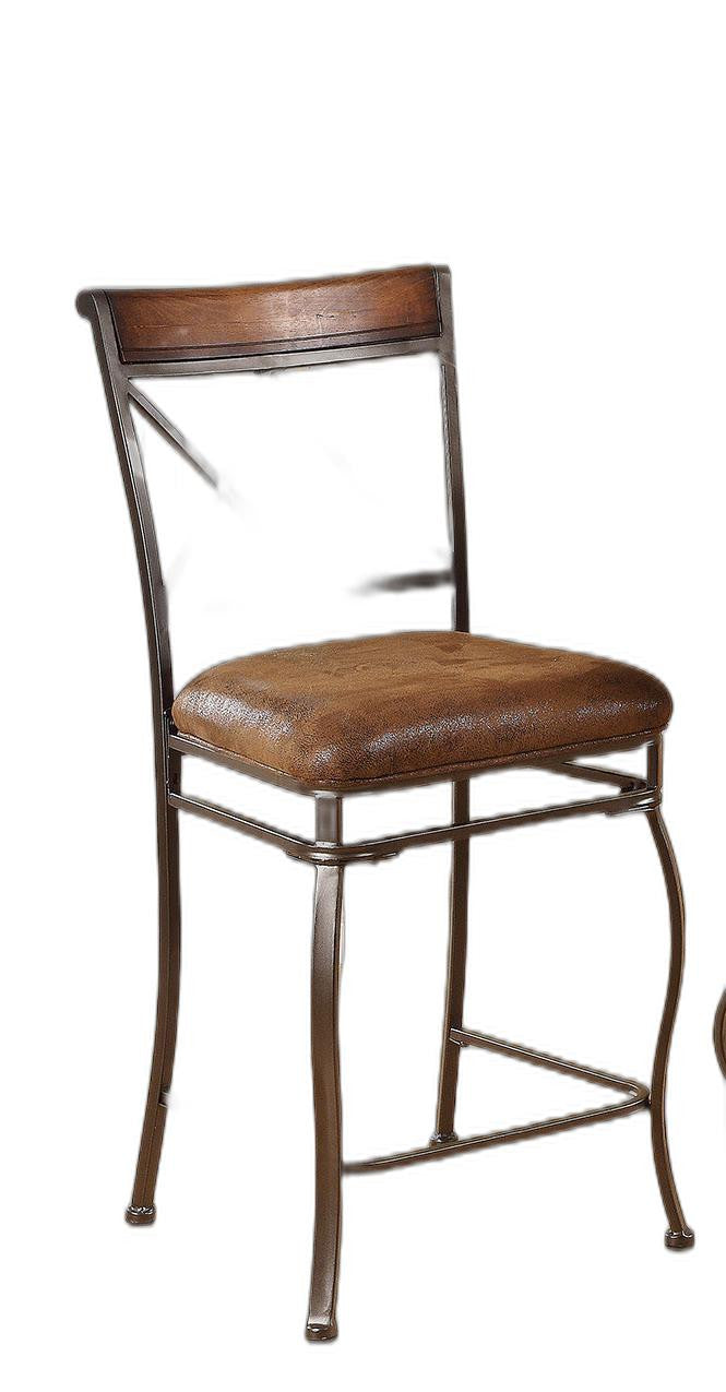 HomeRoots 18' x 22' x 41' 2-Piece Fabric And Black With Gold Brush Counter Height Chair