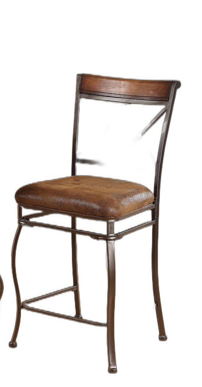 HomeRoots 18' x 22' x 41' 2-Piece Fabric And Black With Gold Brush Counter Height Chair