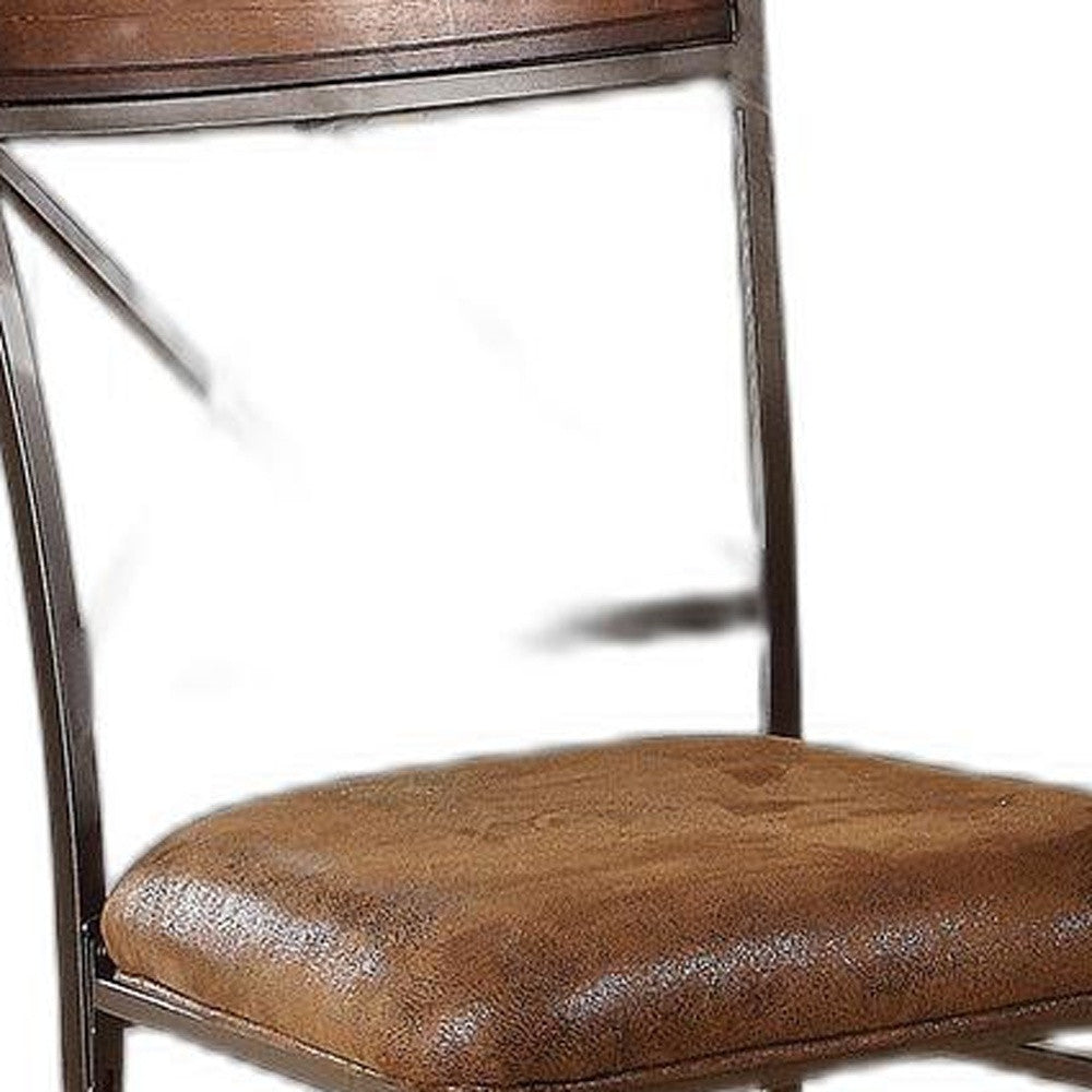 HomeRoots 18' x 22' x 41' 2-Piece Fabric And Black With Gold Brush Counter Height Chair