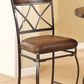HomeRoots 18' x 22' x 41' 2-Piece Fabric And Black With Gold Brush Counter Height Chair