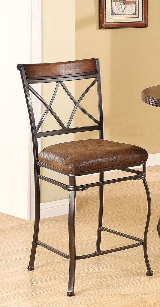 HomeRoots 18' x 22' x 41' 2-Piece Fabric And Black With Gold Brush Counter Height Chair