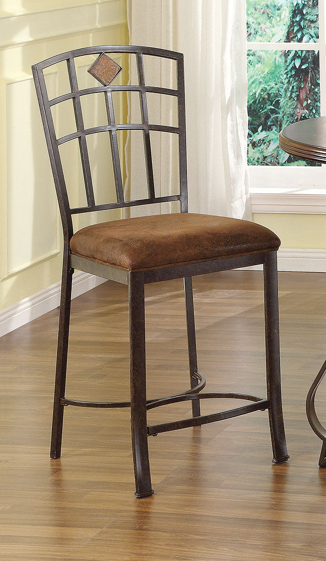 HomeRoots 18' x 22' x 41' 2-Piece Fabric And Black With Gold Brush Counter Height Chair