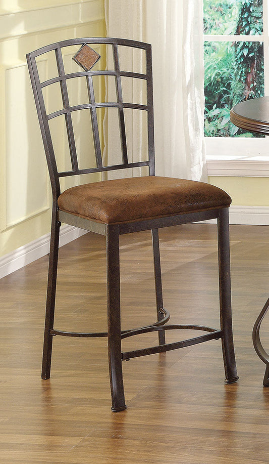 HomeRoots 18' x 22' x 41' 2-Piece Fabric And Black With Gold Brush Counter Height Chair