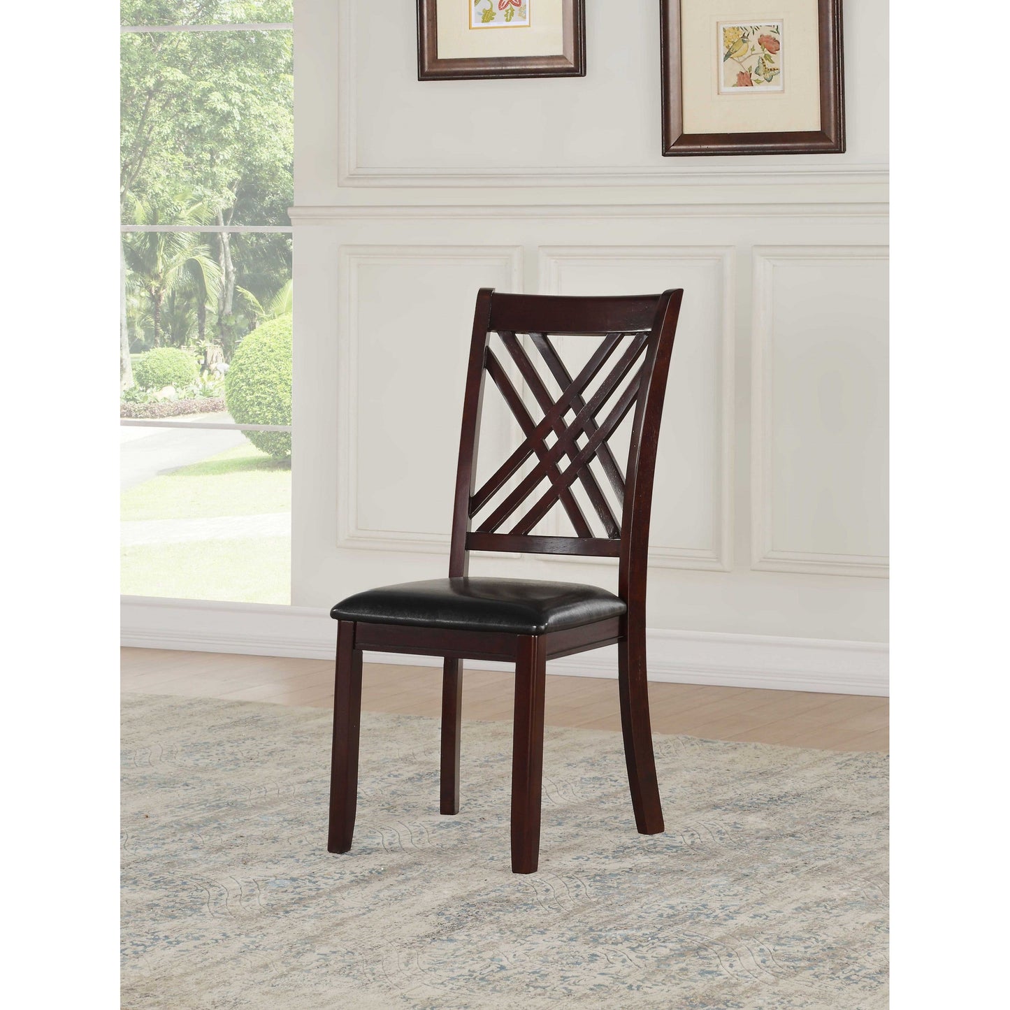 HomeRoots 18" x 22" x 41" Black And Espresso Side Chair In Set Of Two