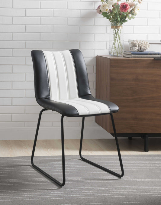 HomeRoots 18" x 23" x 33" Leatherette Accent Chair With Black and White Finish