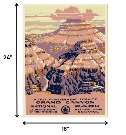 HomeRoots 18" x 24" Grand Canyon c1938 Vintage Travel Poster Wall Art