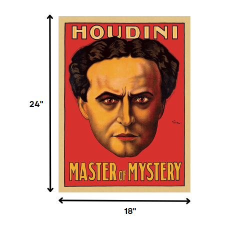 HomeRoots 18" x 24" Houdini Master of Mystery Vintage Magic Poster Wall Art