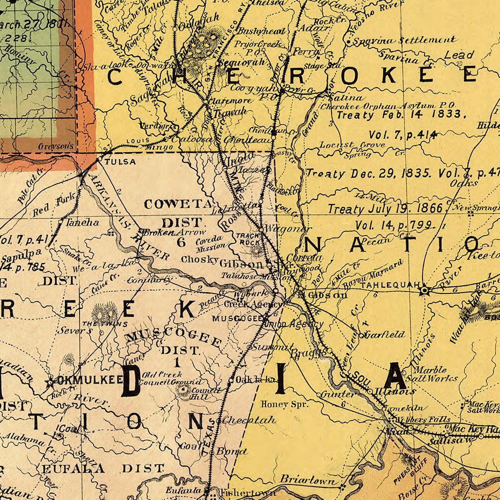 HomeRoots 18" x 24" Map of Indian and Oklahoma Territories Vintage Poster Wall Art