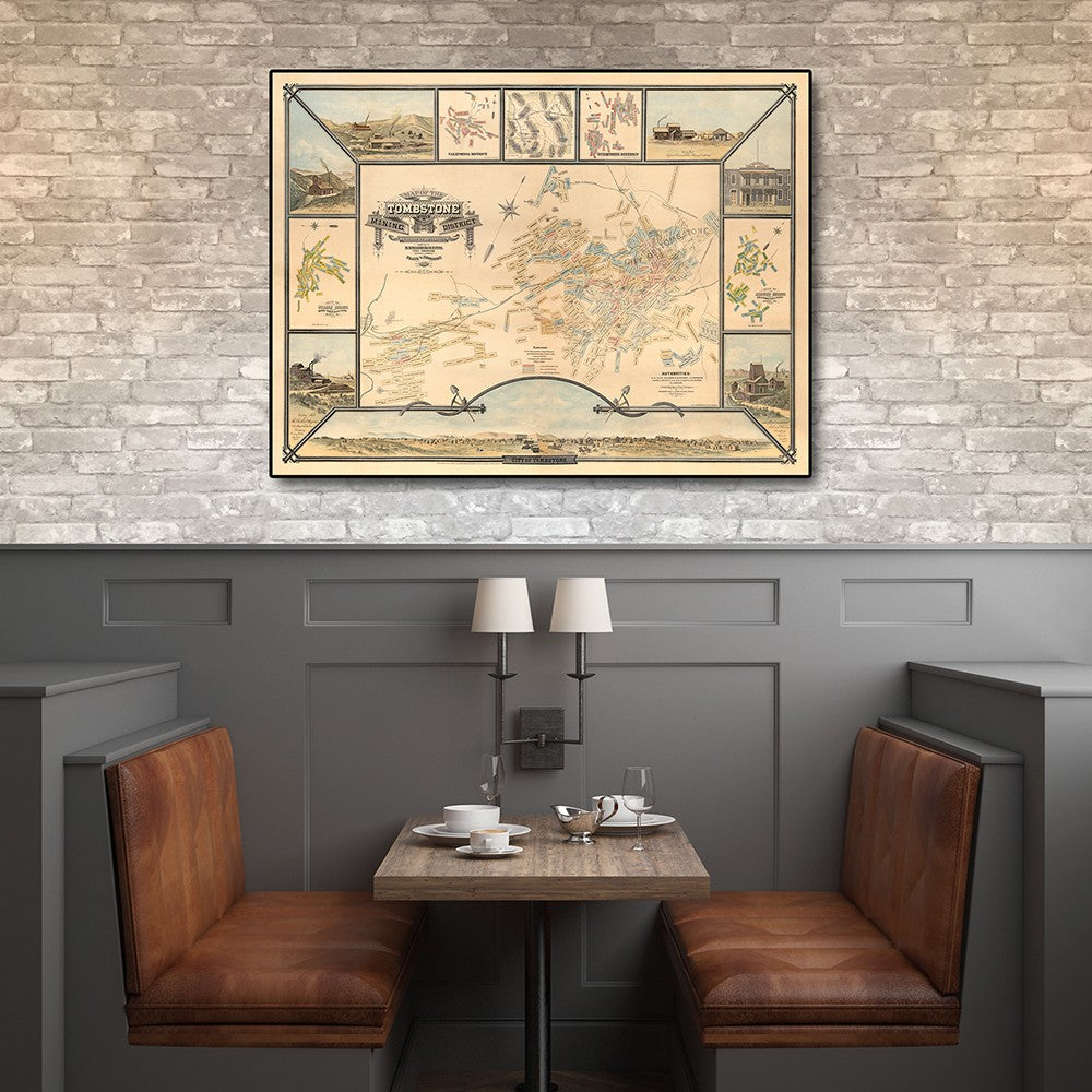 HomeRoots 18" x 24" Map of Tombstone Mining District Vintage Travel Poster Wall Art