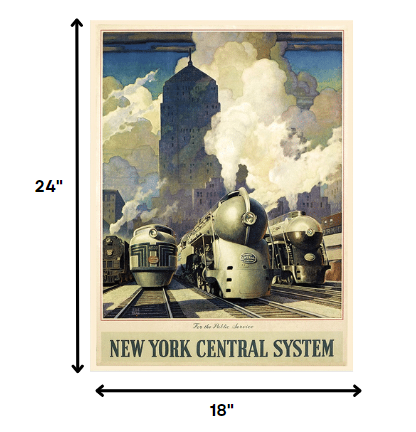 HomeRoots 18" x 24" New York Railroad Vintage Travel Poster Wall Art