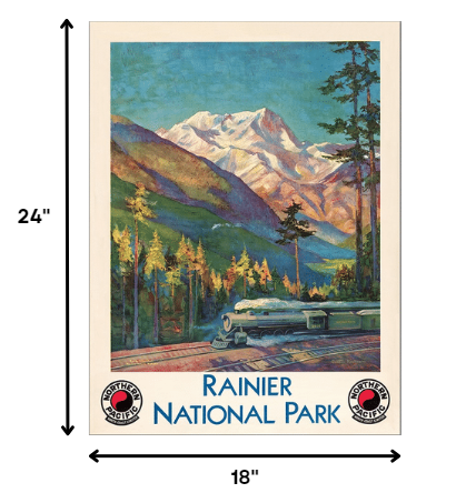 HomeRoots 18" x 24" Rainier National Park c1920s Vintage Travel Poster Wall Art
