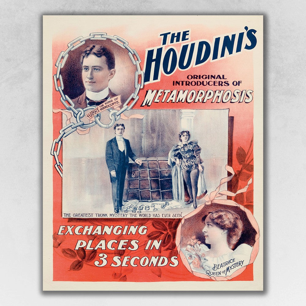 HomeRoots 18" x 24" The Houdini's Metamorphosis Vintage Magic Poster Wall Art