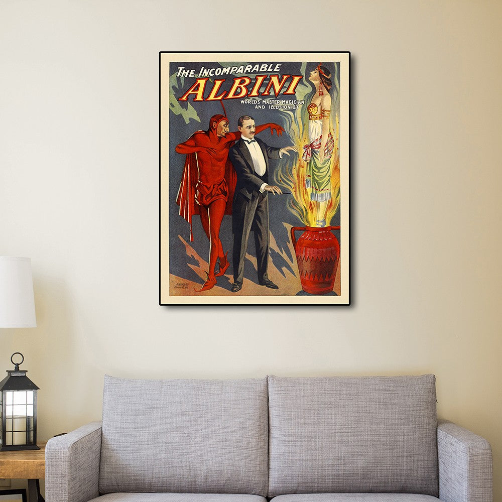 HomeRoots 18" x 24" The Incomparable Albini Vintage Magic Poster Wall Art