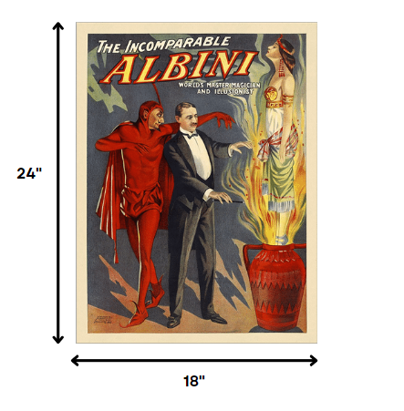 HomeRoots 18" x 24" The Incomparable Albini Vintage Magic Poster Wall Art