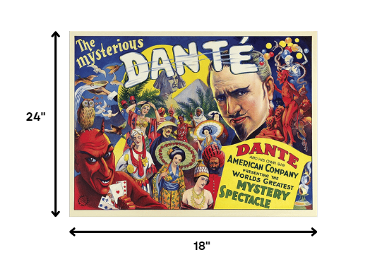 HomeRoots 18" x 24" The Mysterious Dante Vintage Magic Poster Wall Art