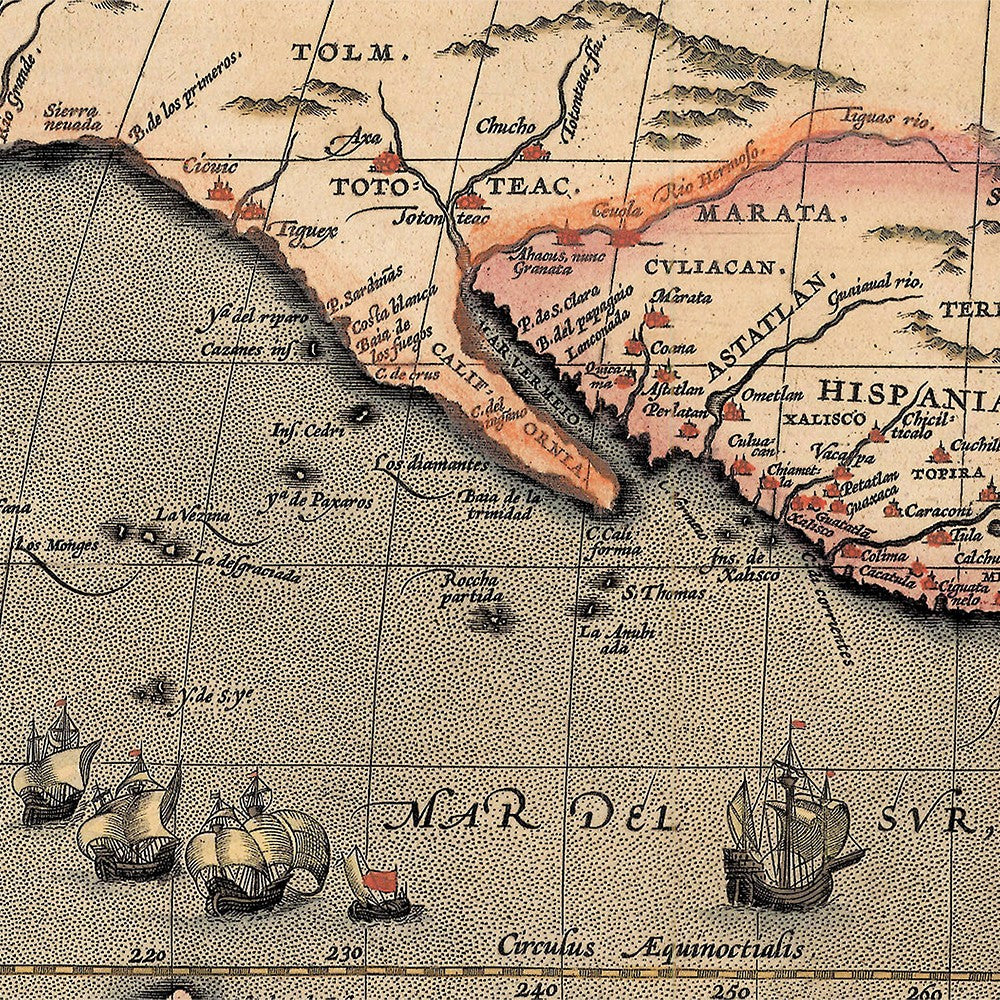 HomeRoots 18" x 24" Vintage 1598 Map of the Americas Wall Art