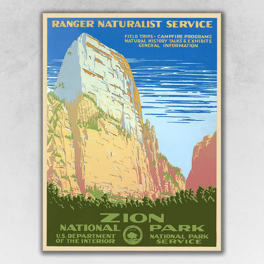 HomeRoots 18" x 24" Zion National Park c1938 Vintage Travel Poster Wall Art