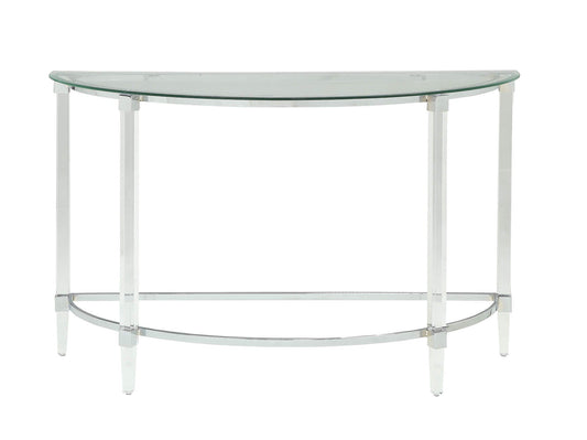 HomeRoots 18" x 48" x 29" Clear Acrylic Glass and Metal Sofa Table With Chrome Finish