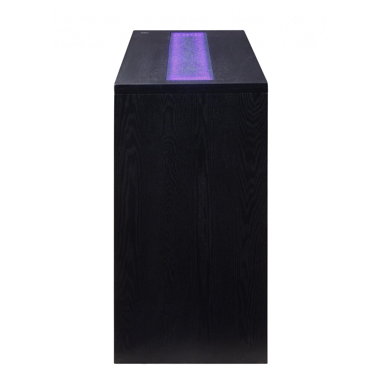 HomeRoots 18" x 52" x 34" Wood Led Glass Server With Black Finish