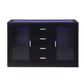 HomeRoots 18" x 52" x 34" Wood Led Glass Server With Black Finish