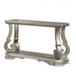 HomeRoots 18" x 54" x 30" Clear Glass And Wood Poly-Resin Sofa Table in Antique Champagne Finish