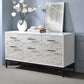 HomeRoots 18" x 54" x 30" White Metal Console Table With Weathered Wood Pattern
