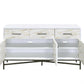 HomeRoots 18" x 54" x 30" White Metal Console Table With Weathered Wood Pattern