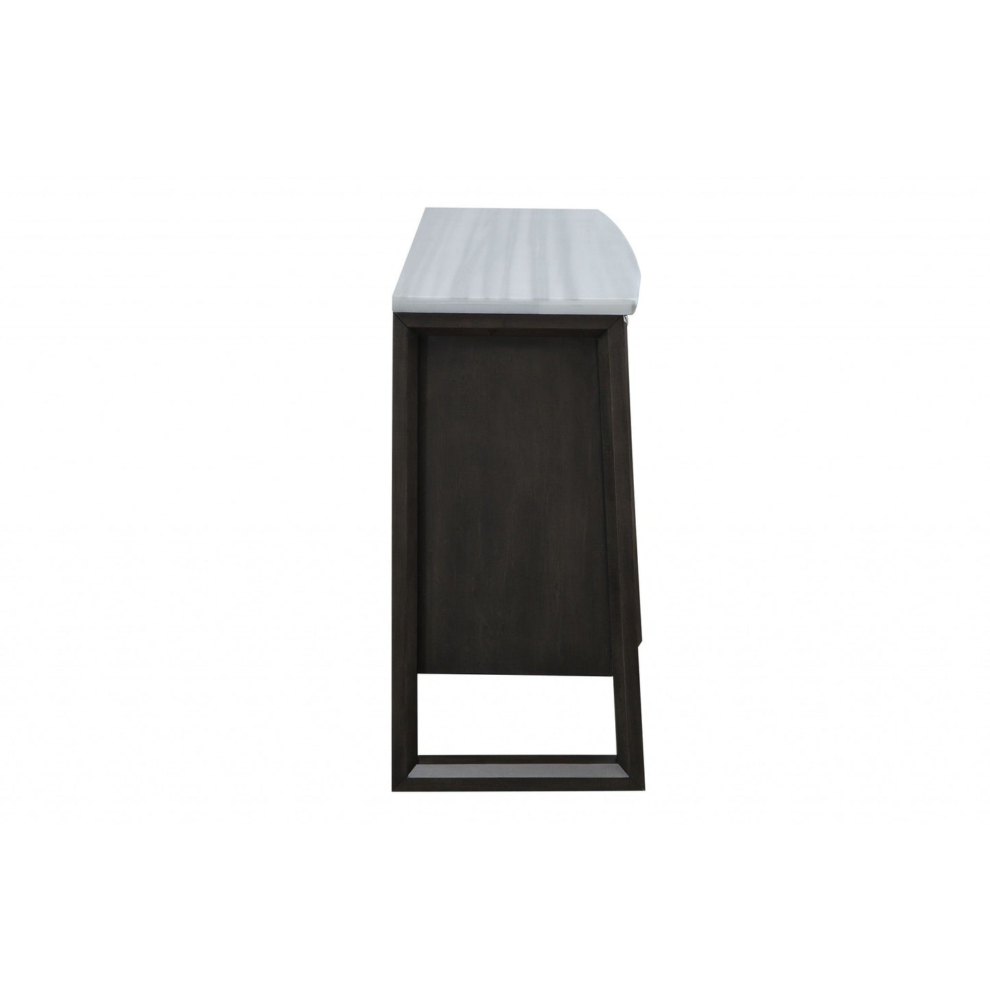 HomeRoots 18" x 54" x 36" Wood Marble Server With Marble and Gray Oak Finish