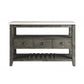 HomeRoots 18" x 54" x 36" Wood Server With White Marble and Gray Oak Finish