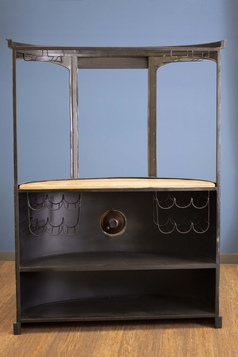 HomeRoots 18" x 70.5" x 49.5" London Tram Bar With Yellow And Orange Finish