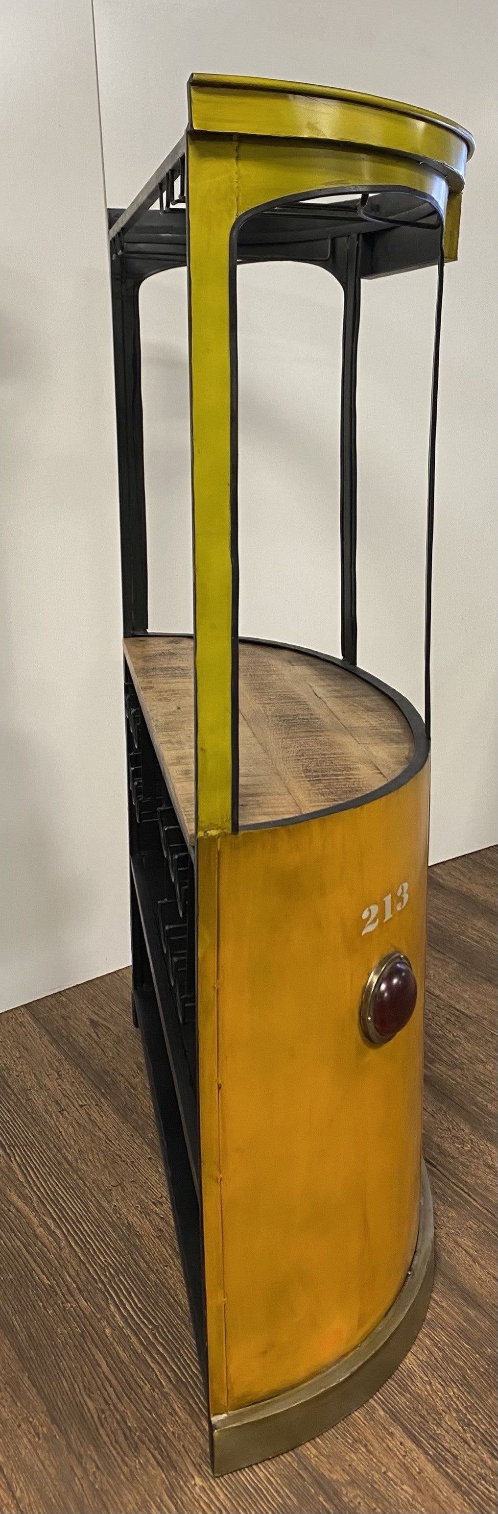 HomeRoots 18" x 70.5" x 49.5" London Tram Bar With Yellow And Orange Finish