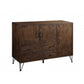 HomeRoots 18" x48" x 36" Metal Wood Server in Walnut and Black Finish