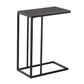 HomeRoots 18.25" x 10.25" x 24" Metal Tempered Glass Accent Table in Black Finish