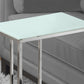 HomeRoots 18.25" x 10.25" x 24" Metal Tempered Glass Accent Table in Chrome Finish