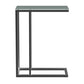 HomeRoots 18.25" x 10.25" x 24" Metal Tempered Glass Accent Table in Chrome Finish