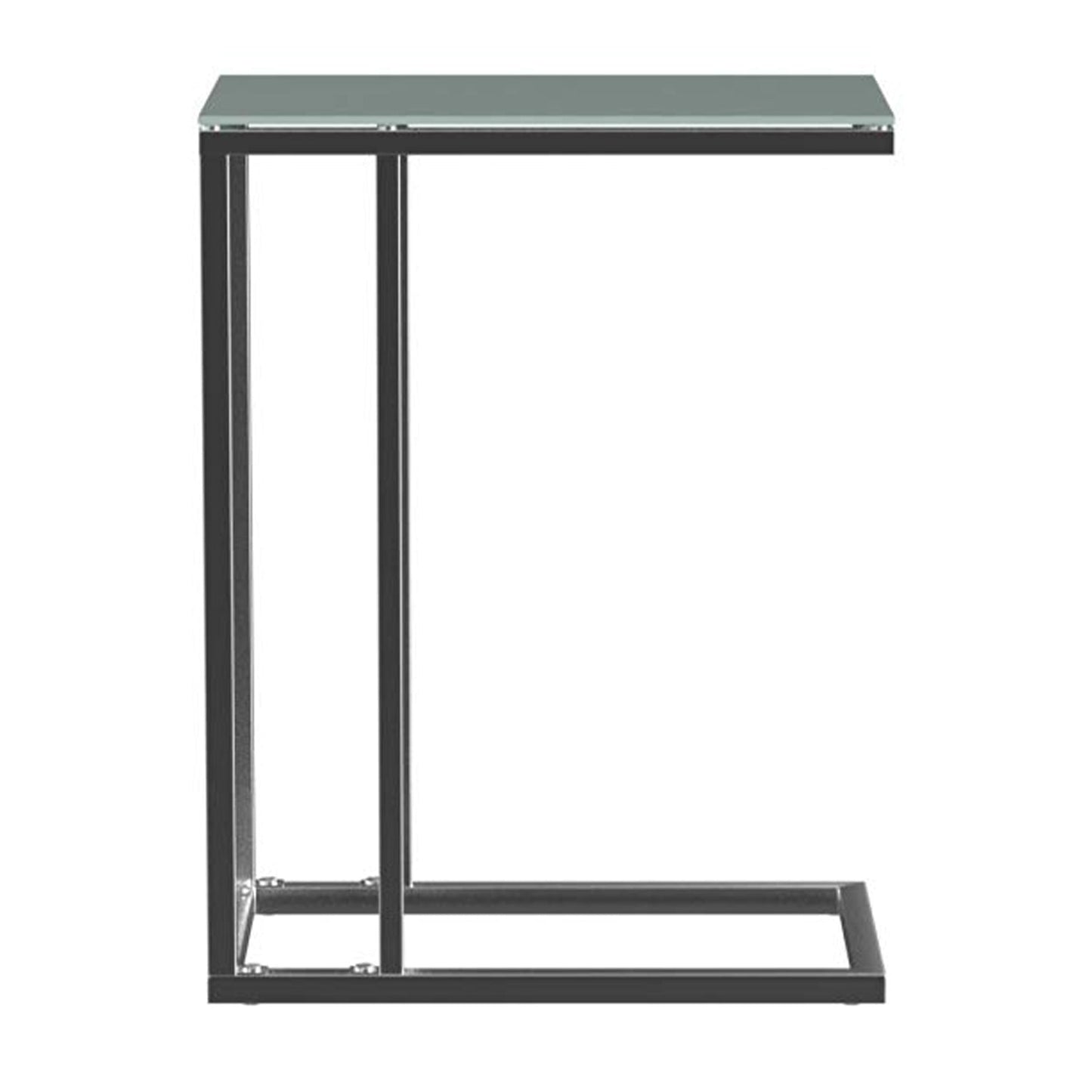 HomeRoots 18.25" x 10.25" x 24" Metal Tempered Glass Accent Table in Chrome Finish
