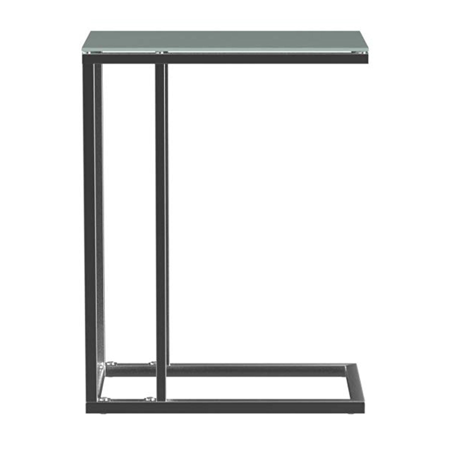 HomeRoots 18.25" x 10.25" x 24" Metal Tempered Glass Accent Table in Chrome Finish