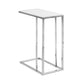 HomeRoots 18.25" x 10.25" x 24" Metal Tempered Glass Accent Table in Chrome Finish