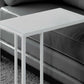 HomeRoots 18.25" x 10.25" x 24" Metal Tempered Glass Accent Table in White Finish