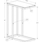 HomeRoots 18.25" x 10.25" x 24" Metal Tempered Glass Accent Table in White Finish
