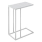 HomeRoots 18.25" x 10.25" x 24" Metal Tempered Glass Accent Table in White Finish