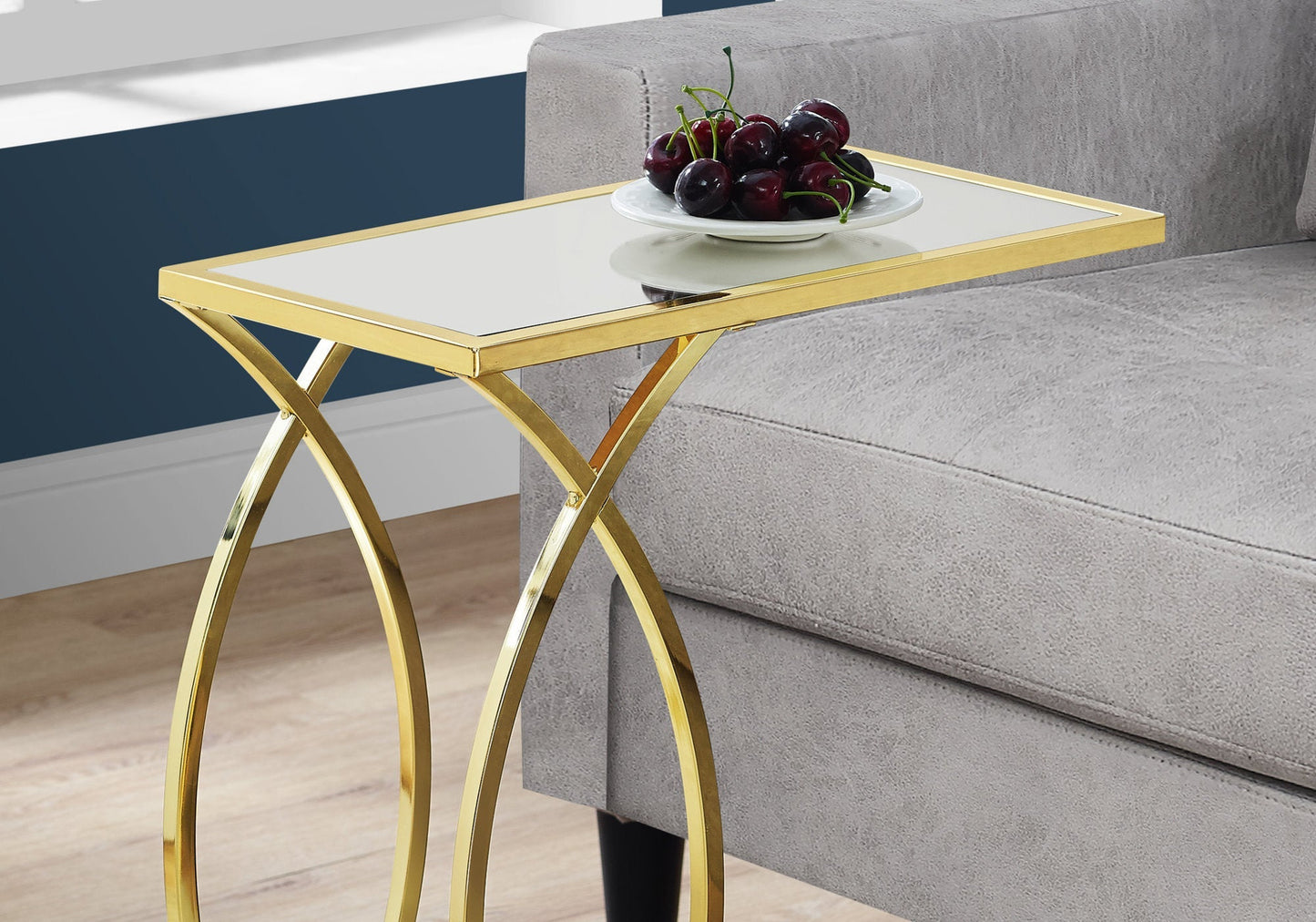 HomeRoots 18.25" x 10.25" x 24" Metal and Glass Accent Table With Gold Finish