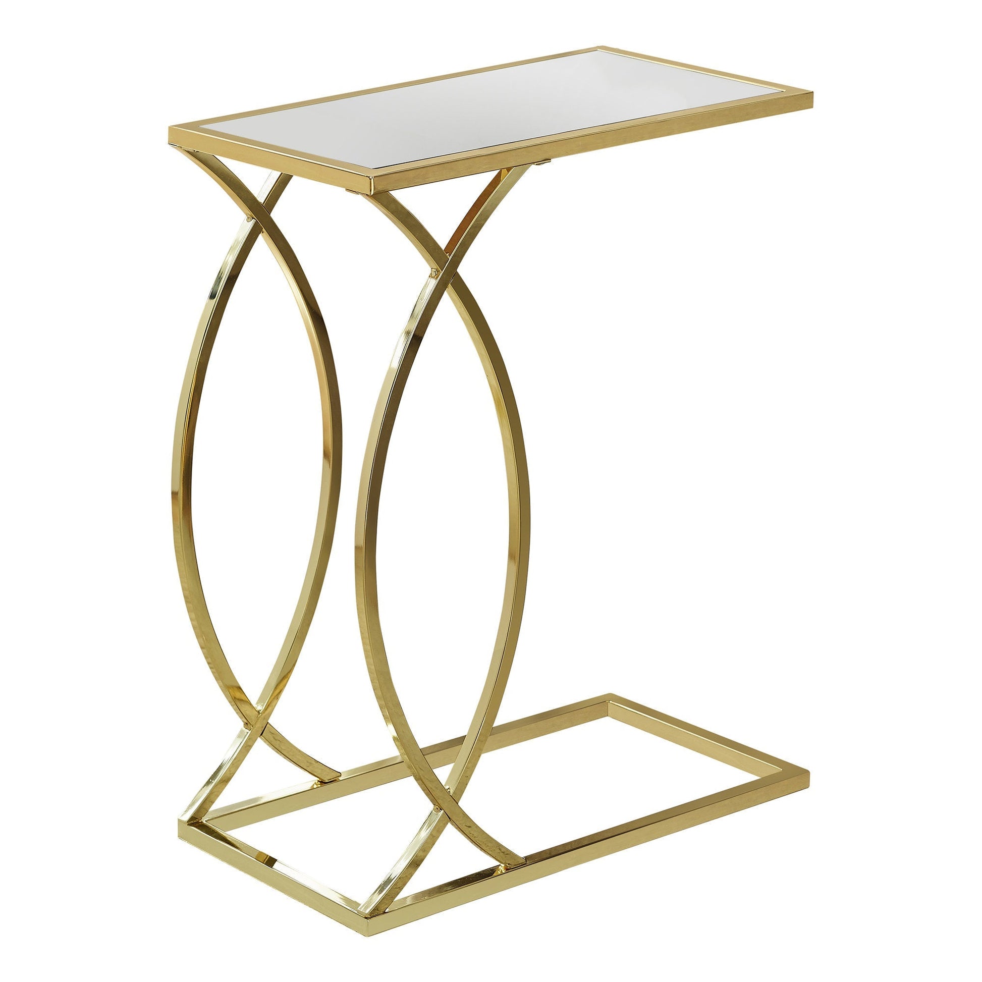 HomeRoots 18.25" x 10.25" x 24" Metal and Glass Accent Table With Gold Finish