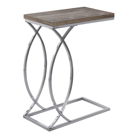 HomeRoots 18.25" x 10.25" x 25" MDF Laminate Metal Accent Table in Dark Taupe Finish