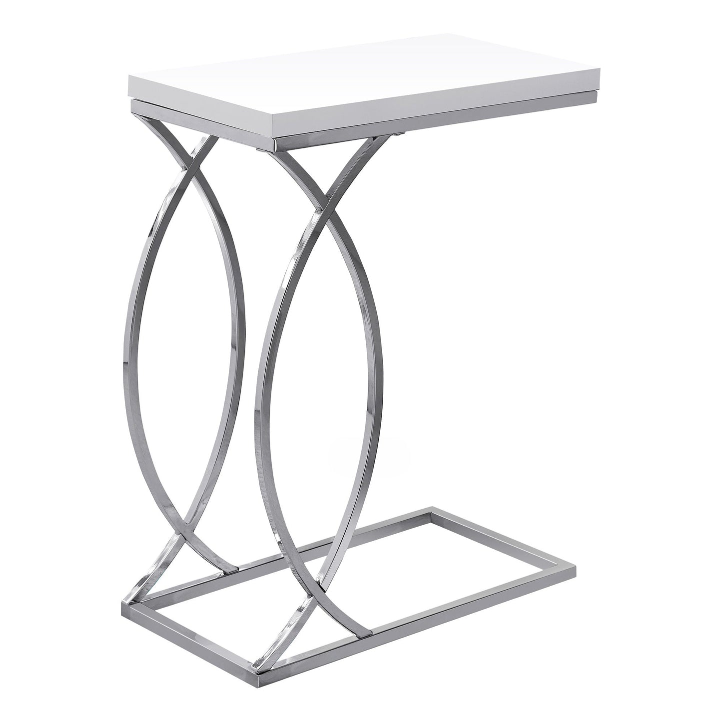 HomeRoots 18.25" x 10.25" x 25" MDF Metal Accent Table in White Finish