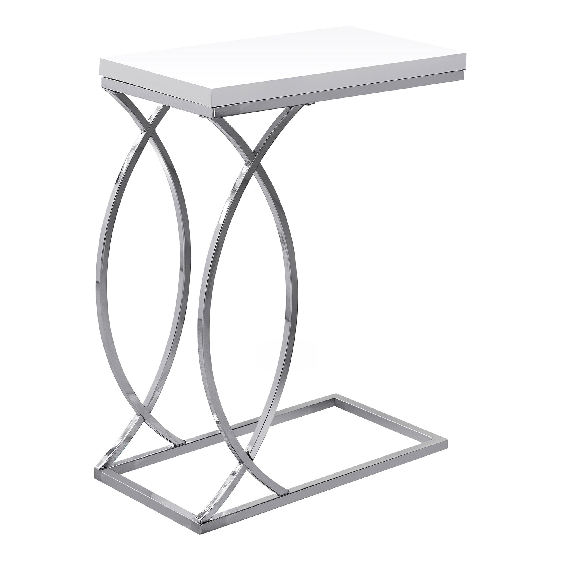 HomeRoots 18.25" x 10.25" x 25" MDF Metal Accent Table in White Finish