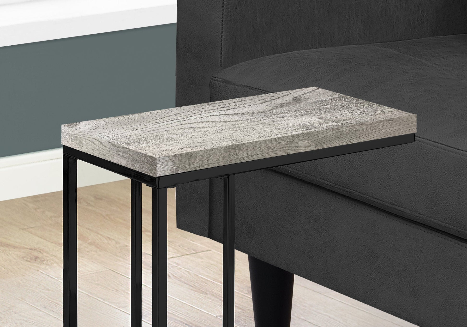 HomeRoots 18.25" x 10.25" x 25.25" Particle Board Metal Accent Table With Grey and Black Finish