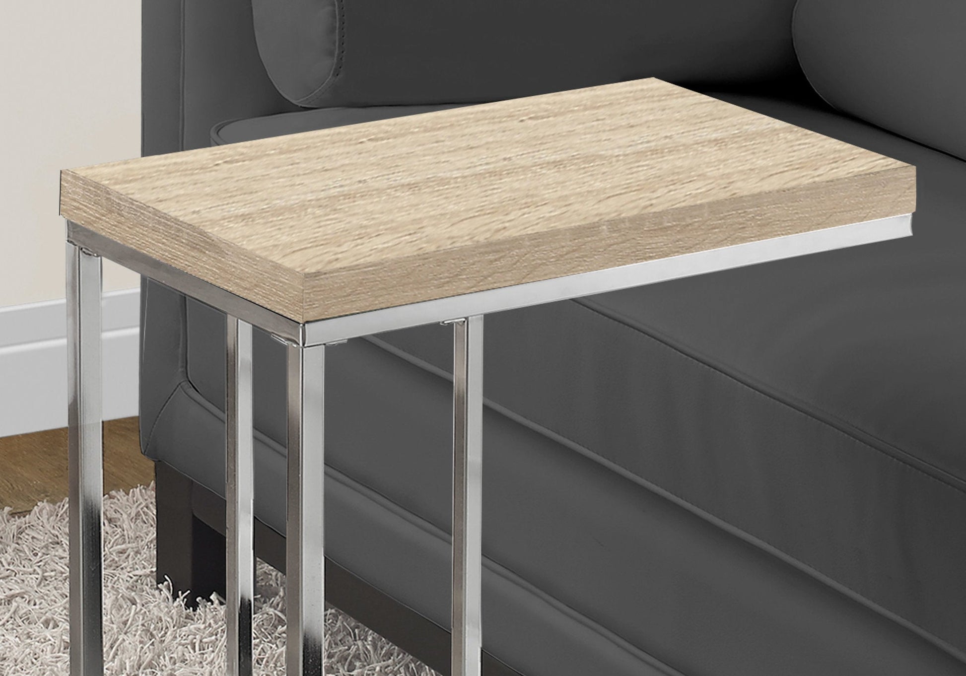 HomeRoots 18.25" x 10.25" x 25.25" Particle Board Metal Accent Table With Natural Finish
