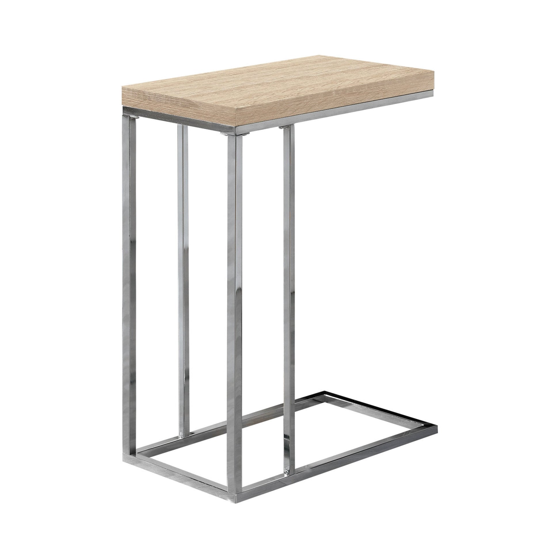 HomeRoots 18.25" x 10.25" x 25.25" Particle Board Metal Accent Table With Natural Finish