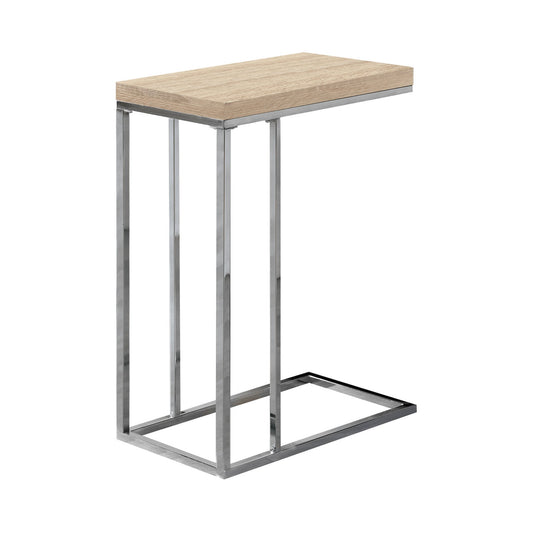 HomeRoots 18.25" x 10.25" x 25.25" Particle Board Metal Accent Table With Natural Finish